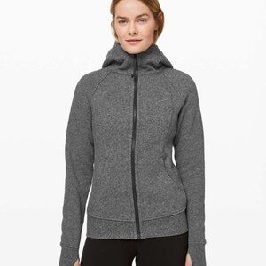 Lululemon Gray Scuba Hoodie Size 6 Heathered Black Light Cotton Fleece EUC